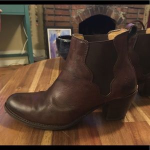 Frye Dark Brown Western-Style Booties 8 1/2